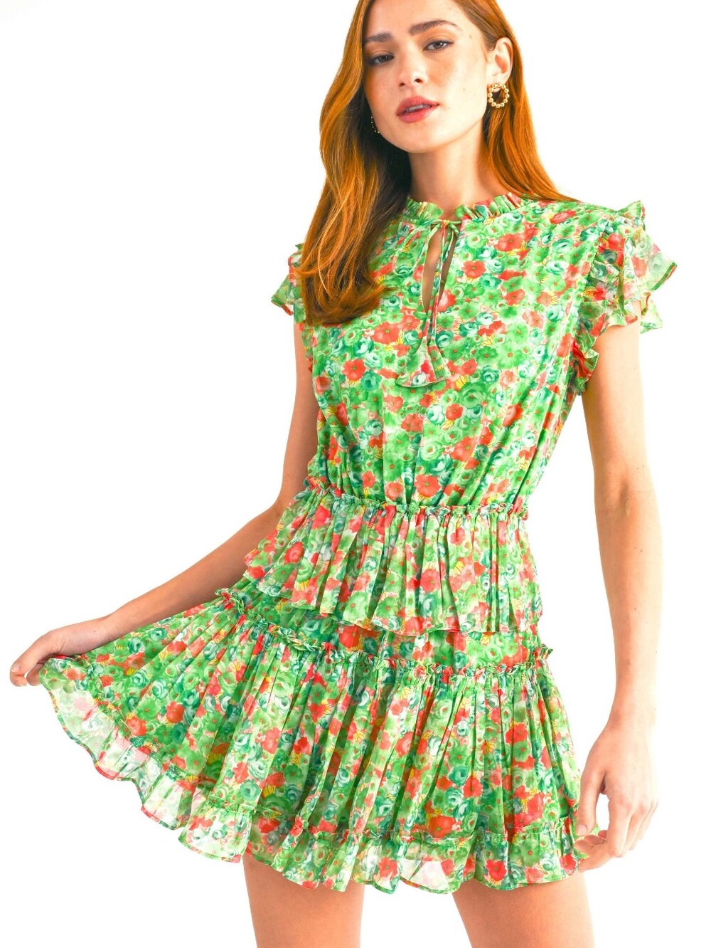 RESET By Jane NWOT Joelle Green Floral Mini Dress Size Medium